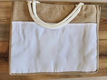 Load image into Gallery viewer, Burlap Jute Tote w/Pocket
