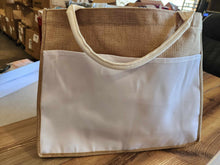 Load image into Gallery viewer, Burlap Jute Tote w/Pocket
