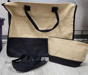 *New* Tote w/Strap & Makeup Bags